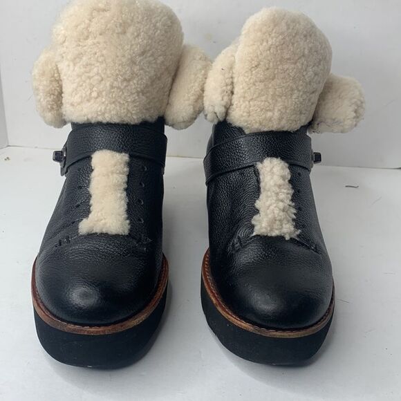 Coach Urban Hiker black leather shearling lined hiker ankle boots - Picture 6 of 9